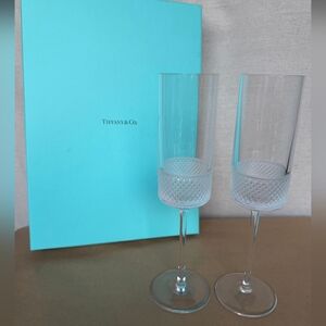Tiffany & Co Diamond Point Champagne Flute Set